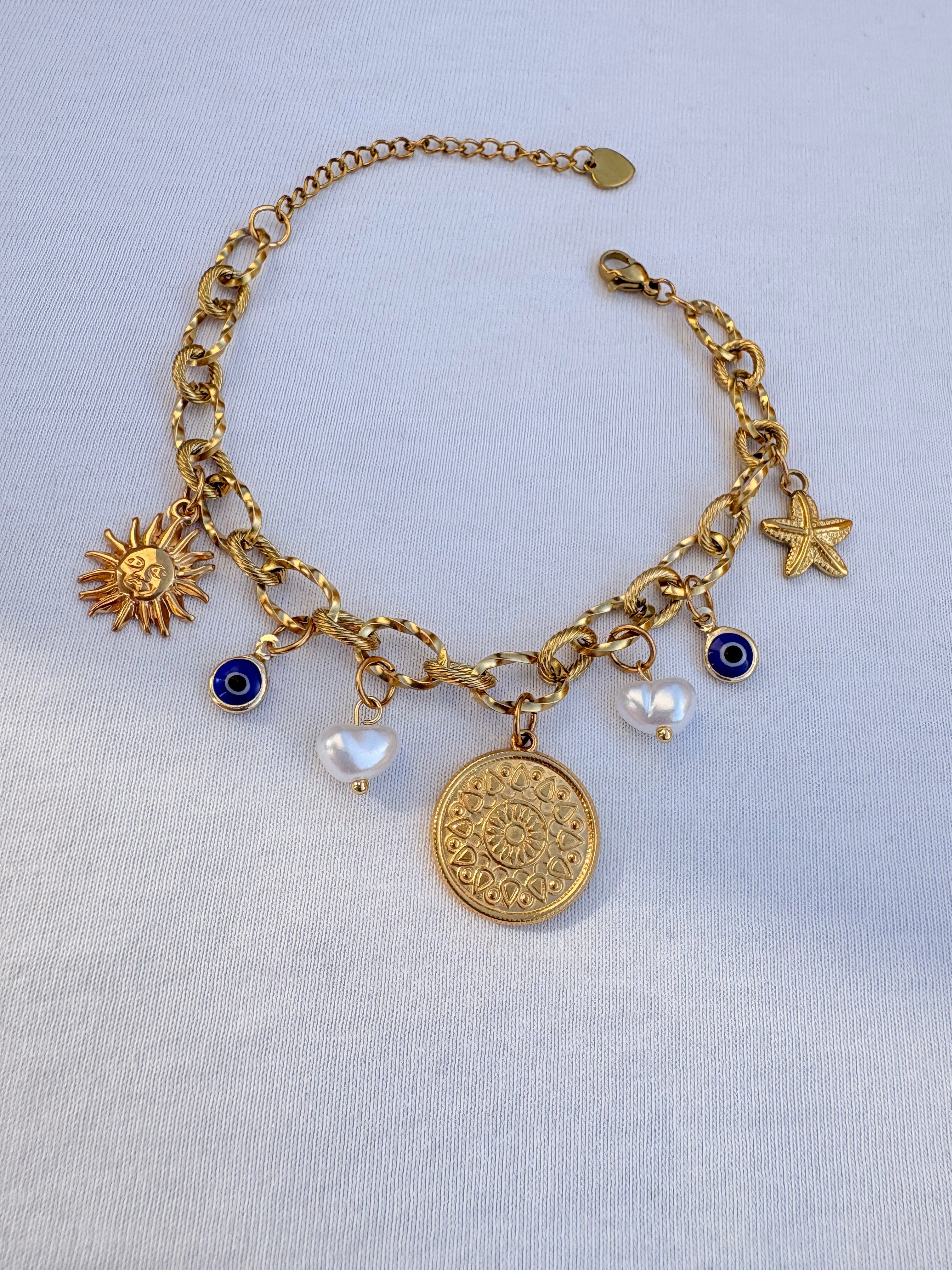 Bracelet breloque violette en acier inoxydable