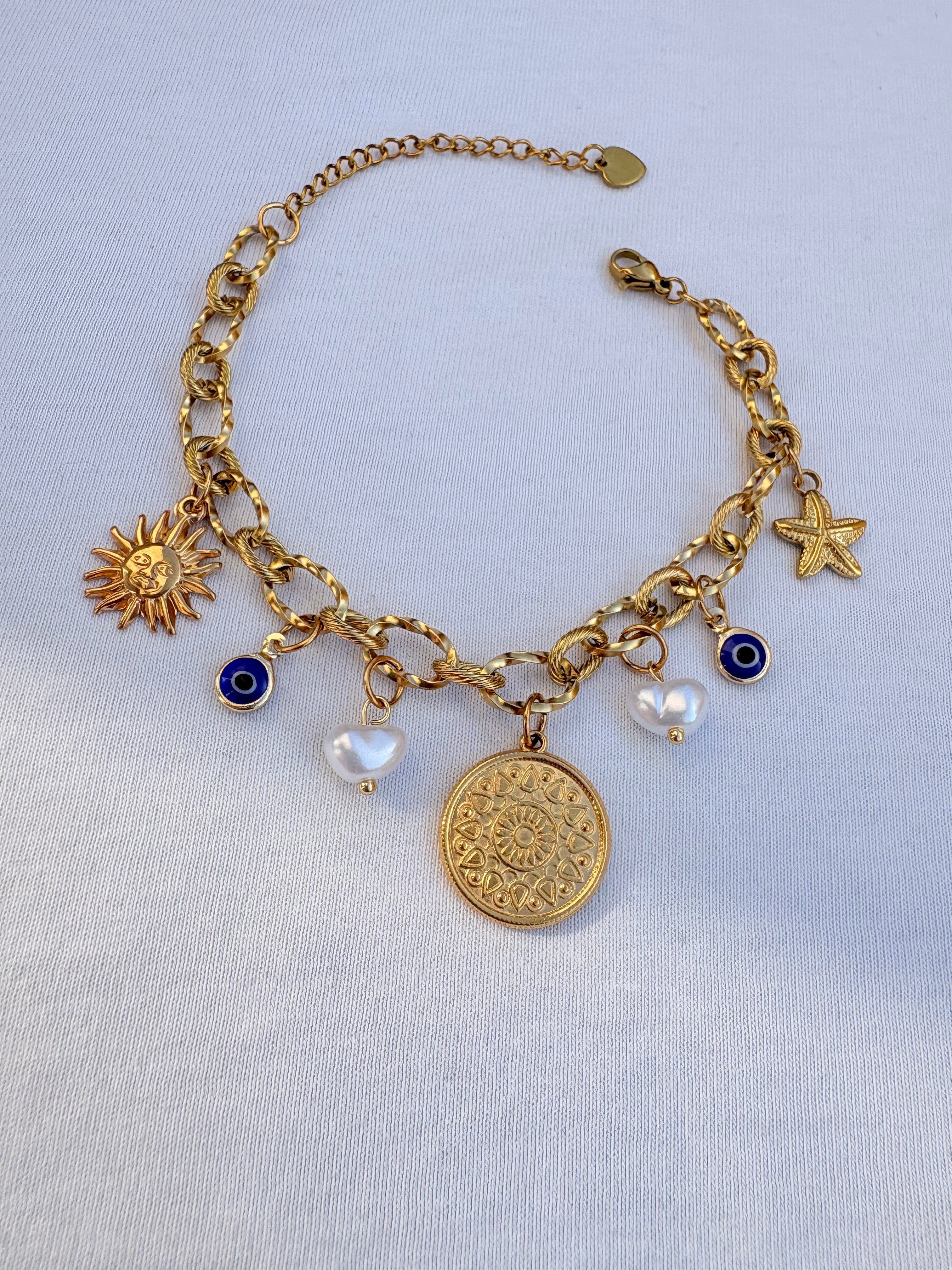 Bracelet breloque violette en acier inoxydable