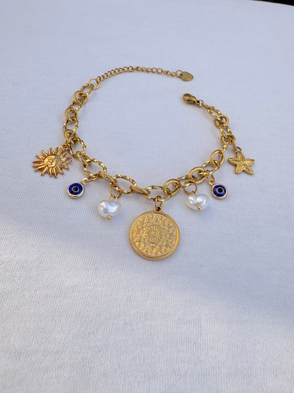 Bracelet breloque violette en acier inoxydable