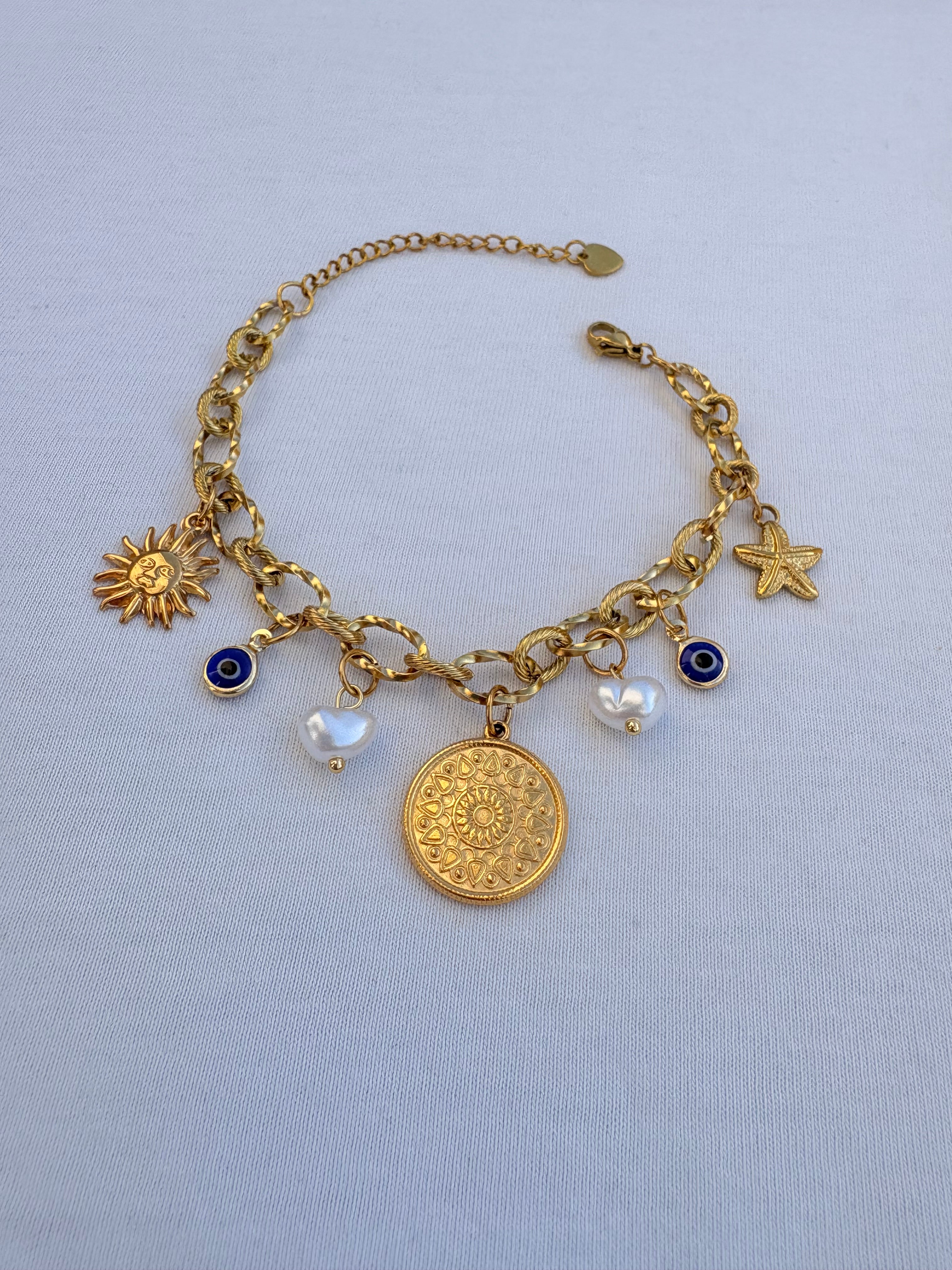 Bracelet breloque violette en acier inoxydable