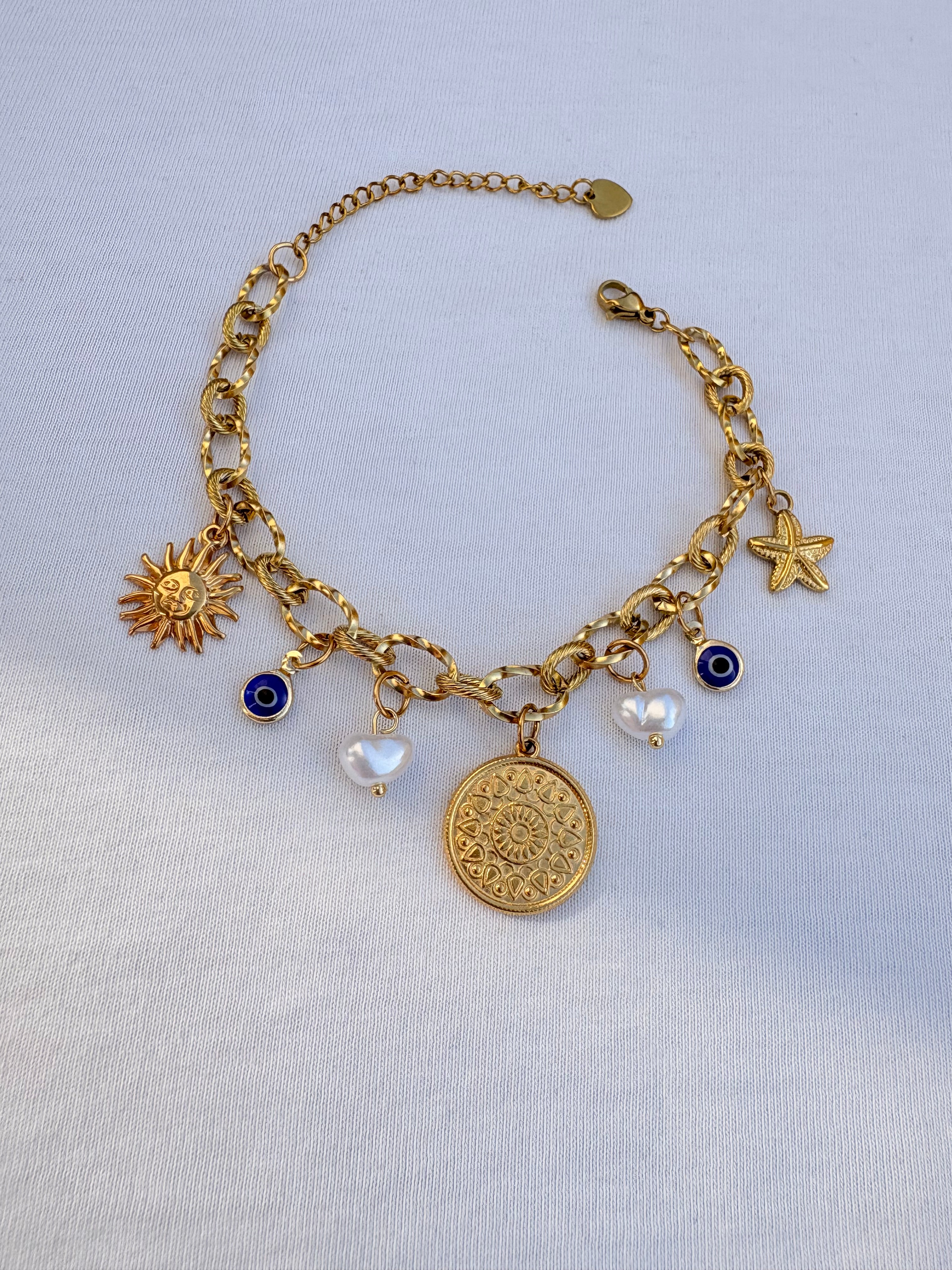 Bracelet breloque violette en acier inoxydable