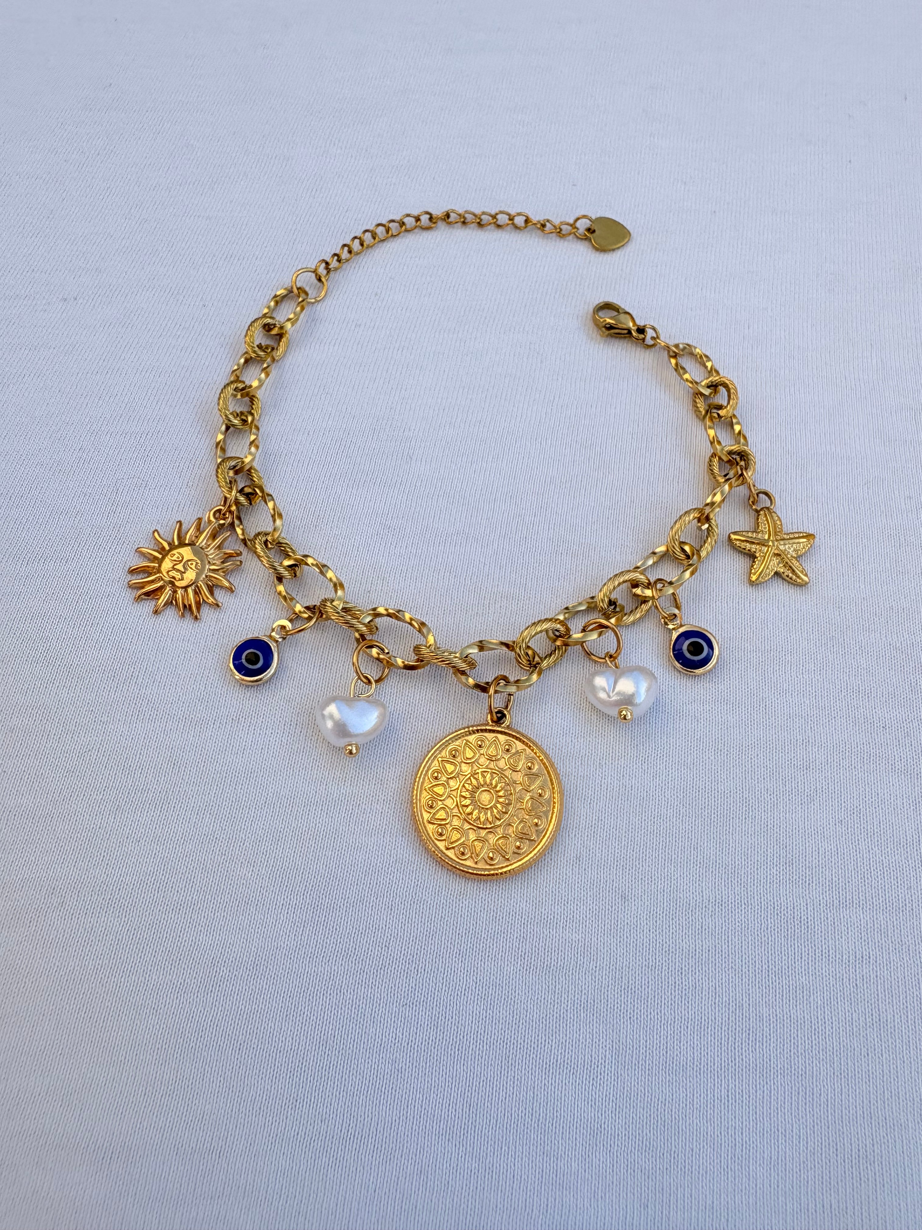 Bracelet breloque violette en acier inoxydable